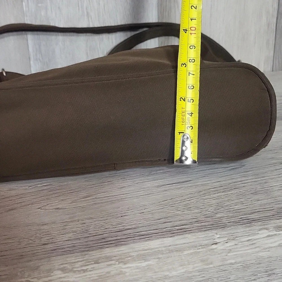 🛍Ameribag Brown Small Nylon Multi Pocket Travel Shoulder Bag - Picture 12 of 12